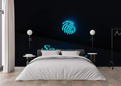 3d glowing fingerprint icon. 3d rendering on the topic of security, personal data protection, passwo Wall mural