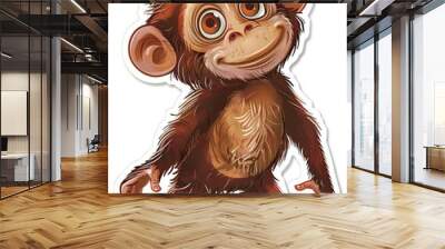 Beautiful Colored Stickers with Orangutan Design, Cute Ape Graphic Resource for Creative Project, Ai Generative Wall mural