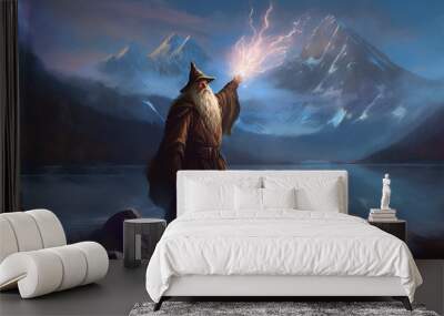 Beautiful Wizard Design, Perfect for your Project or Wallpaper, Ai Generative Wall mural