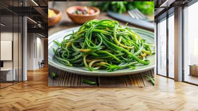  Fresh Garlic Scapes Pasta on Wooden Table Wall mural