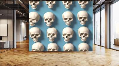 3d Skulls seamless repeat trendy modern colorful pattern Wall mural