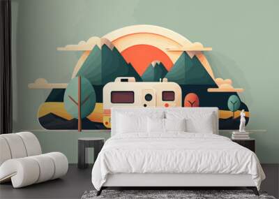 Adventure travel flat vector illustration Wall mural