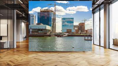 Construction works near modern and tall buildings of Boston Wall mural