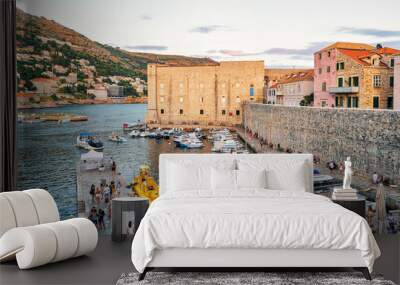 Evening in Saint John Fort and Sailing boats Dubrovnik Croatia Wall mural