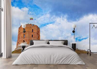 Gediminas Tower on hill in old town center of Vilnius Wall mural