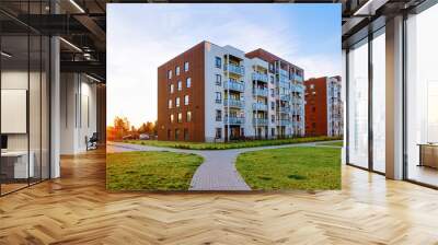 modern residential apartments with flats buildings exterior and outdoor facilities Wall mural