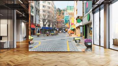 Street in center of Busan in morning Wall mural