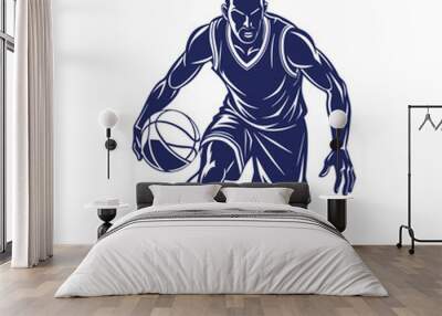 Basketball player silhouettes Clip art isolated vector illustration Wall mural