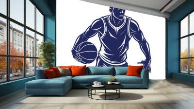 Basketball player silhouettes Clip art isolated vector illustration Wall mural