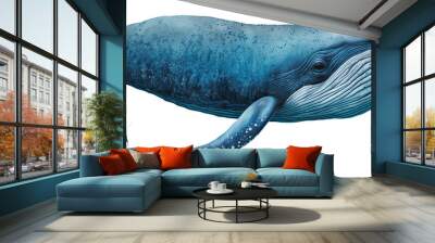 Big whale illustration. Transparent background. Isolation Wall mural