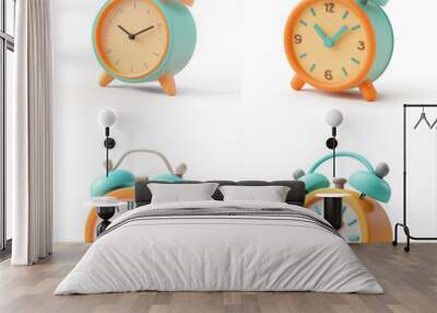 Bright alarm clock on isolated white background Wall mural