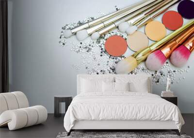 Brushes for make-up and precious stones. Wall mural