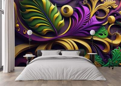 Carnaval Mardi Gras celebration Wallpaper illustration generative ai Wall mural