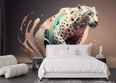 Cheetah animal abstract wallpaper in pastel colors generative ai Wall mural