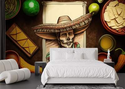 Cinco de mayo holiday background with copy space for text generative ai Wall mural