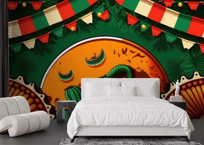 Cinco de mayo holiday background with copy space for text generative ai Wall mural