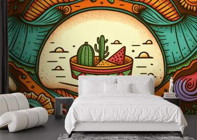 Cinco de mayo holiday background with copy space for text generative ai Wall mural