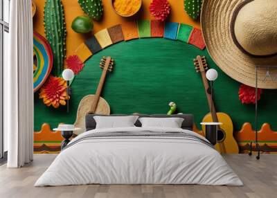 Cinco de mayo holiday background with copy space for text generative ai Wall mural