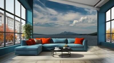 clouds over lake Norway Wall mural