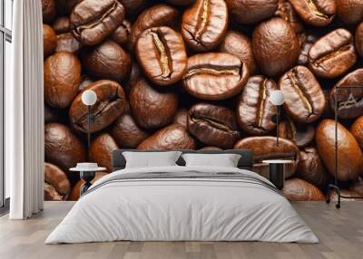 Coffee beans close-up aroma. Generative AI Wall mural