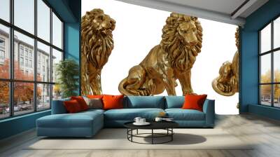 Collection of 3 golden sitting lions isolated 3d rendering png on transparent background
 Wall mural