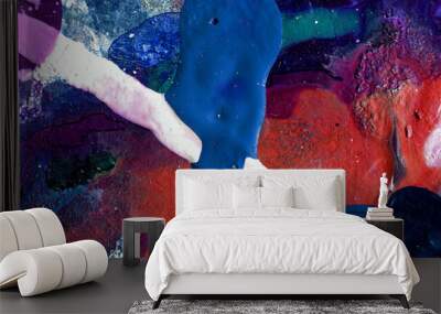 colorful marbling texture creative background with abstract waves, liquid art style painted with oil Wall mural