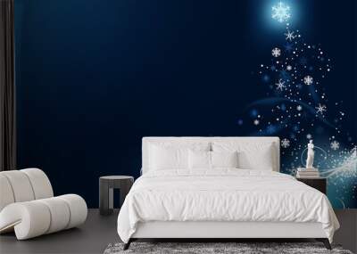 Blue Christmas Bckg 4 - christmas illustration Wall mural