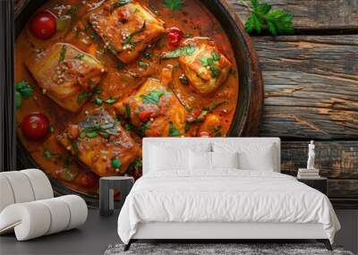 Delicious fish curry. Generative AI Wall mural