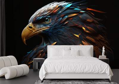 Eagle abstract wallpaper. Contrast background falcon in vivid colors generative ai Wall mural