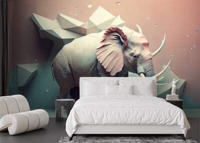 Elephant animal abstract wallpaper in pastel colors generative ai  Wall mural