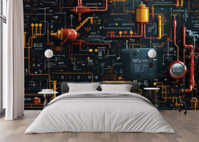 Engineering mechanical technology repeat pattern background Wall mural