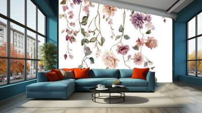 Flowers painted with watercolors on a white background Wall mural