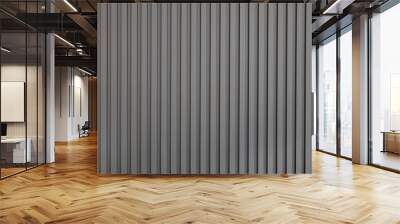 Grey wall panel. Seamless background texture of grey painted wood paneling, metal siding, ribbed background textures. Wall mural