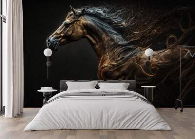 Horse animal abstract wallpaper. Contrast background stallion in vivid colors generative ai Wall mural