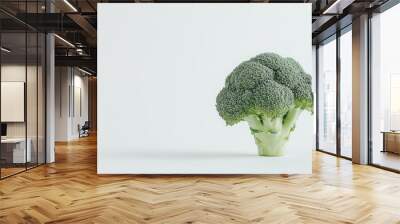 Juicy broccoli white background. Generative AI Wall mural