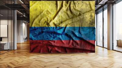 Grunge crumpled Colombia flag. 3d rendering Wall mural