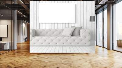 modern bright interior with empty frame . 3d rendering Wall mural