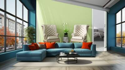 Modern bright interior. 3D render Wall mural