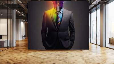 lightbulb in a business suit illustration of the creative idea process generative ai Wall mural