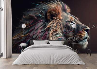 Lion animal abstract wallpaper. Soft background panthera in Pastel colors generative ai Wall mural