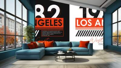 Los Angeles athletic typography for t-shirt design. Set of California t shirt print for sportswear. Athletic apparel with grunge. Vector illustration. Wall mural