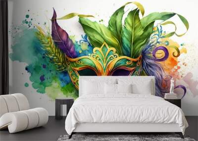 Mardi gras colors background wallpaper in yellow,violet,green colors generatie ai Wall mural