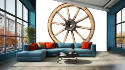 Old wooden wagon wheel Wall mural