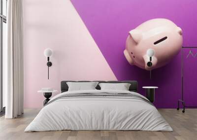 Piggy bank and dollar cash money. Business, finance, investment, saving and corruption concept. Wall mural