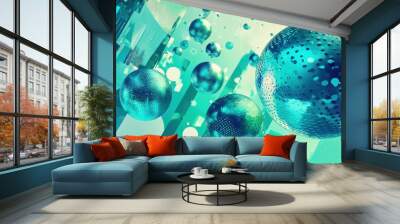 New Nostalgia with Floating spheres Wall mural