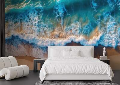 Ocean waves background. Generative AI Wall mural