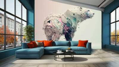 Polar bear animal abstract illustration minimalistic geometric background generative ai in pastel colors Wall mural