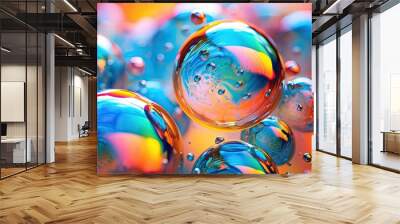 Psychedelic Soap Bubble Art. Generative AI Wall mural