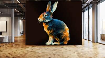 Rabbit animal abstract wallpaper. Contrast background bunny in vivid colors generative ai Wall mural