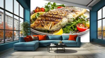 Roasted snapper dish. Generative AI Wall mural